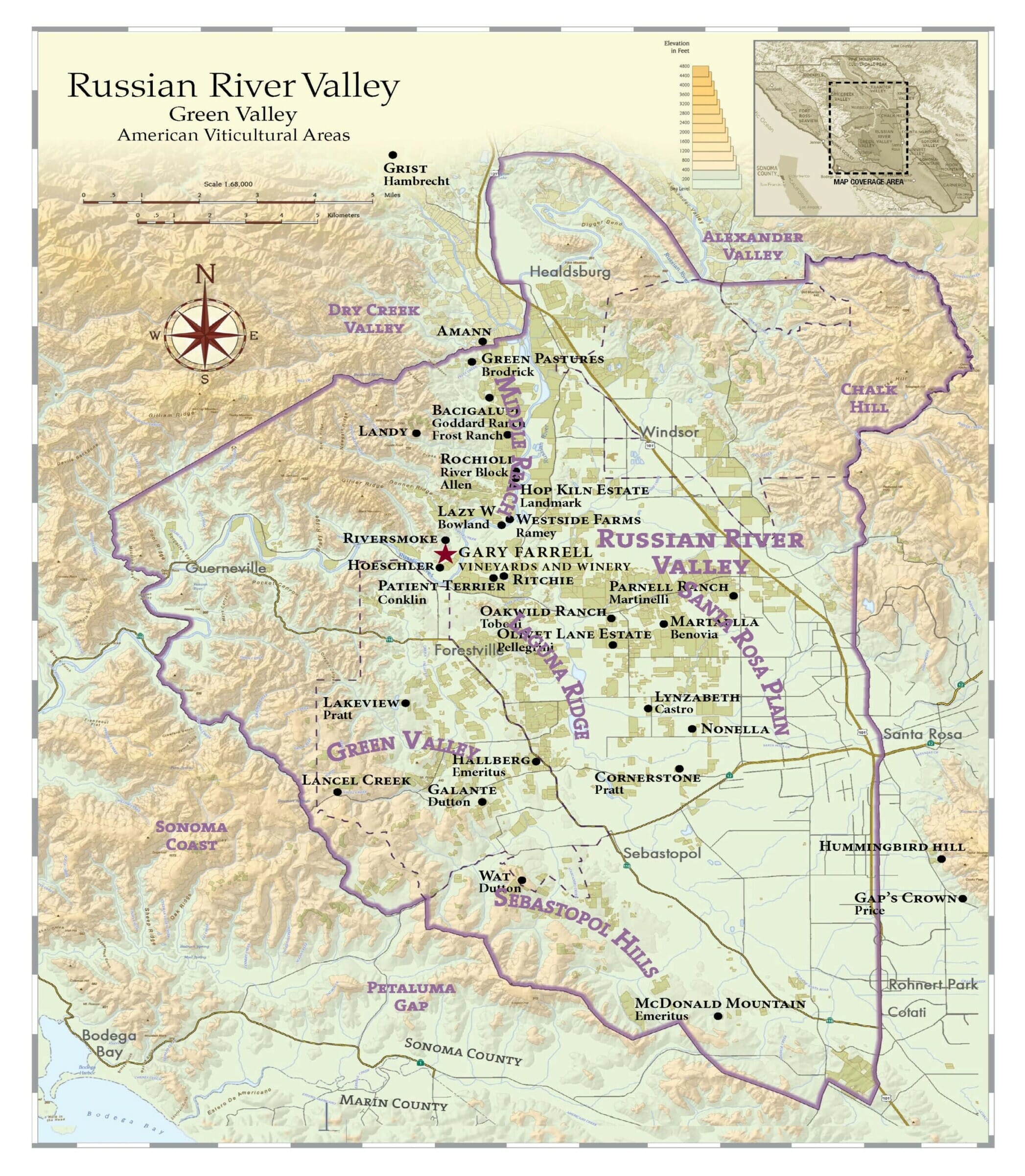 Vineyards Russian River Valley Neighborhoods Map V 2017 Gary Farrell   GFW Russian River Valley Map NEIGHBORHOODS V2017 Page 1 Scaled 